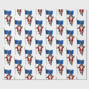 Papier Cadeau Père Noël Avec Drapeau Du Wisconsin