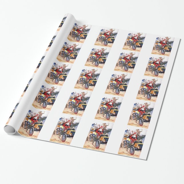 Papier Cadeau Père Noël avec le papier d'emballage de clown (Déroulé)