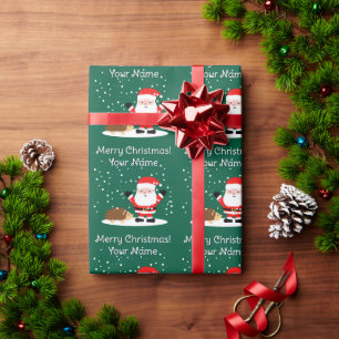Papier Cadeau Père Noël avec un hérisson dessin animé Noël pour