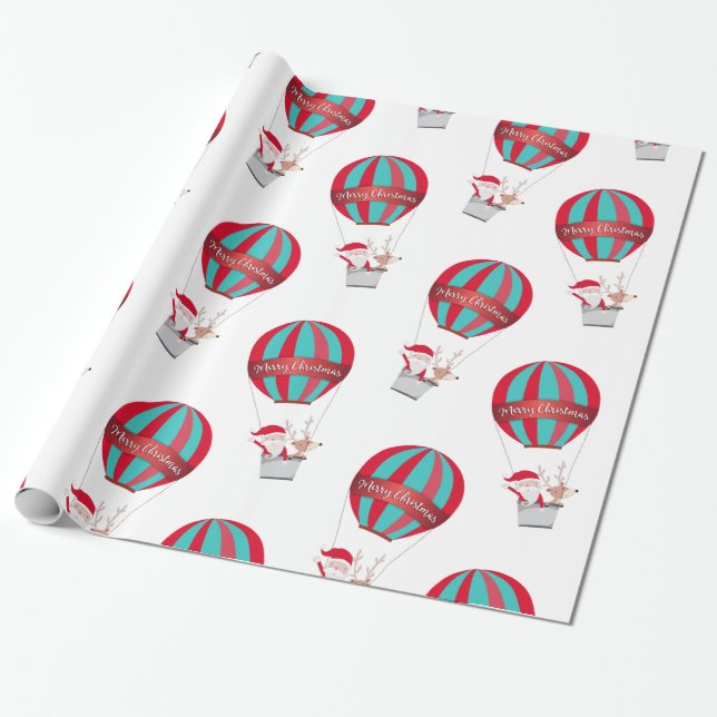Papier Cadeau Père Noël Balloon Ride Joyeux Noël (Déroulé)