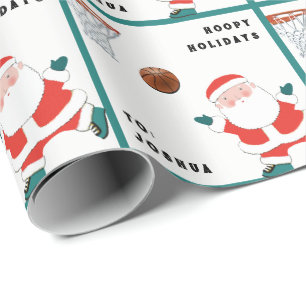 Papier Cadeau Père Noël basket-ball drôle