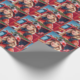 Papier Cadeau Père Noël Brigade Femme Pompier Noël