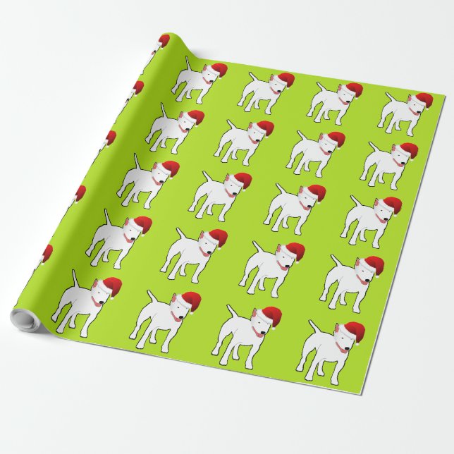 Papier Cadeau Père Noël Bull Terrier (Déroulé)