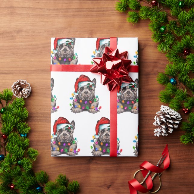 Papier Cadeau Père Noël Bulldog avec papier d'enveloppement des  (Cadeau de vacances)