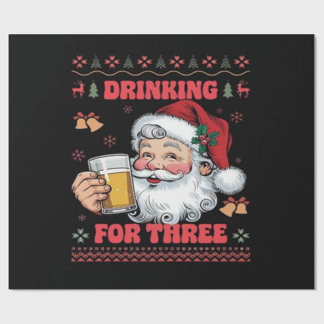 Papier Cadeau Père Noël Couple Chirstmas (Plat)