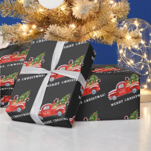 Papier Cadeau Père Noël dans la fenêtre Vintage Red Christmas Tr