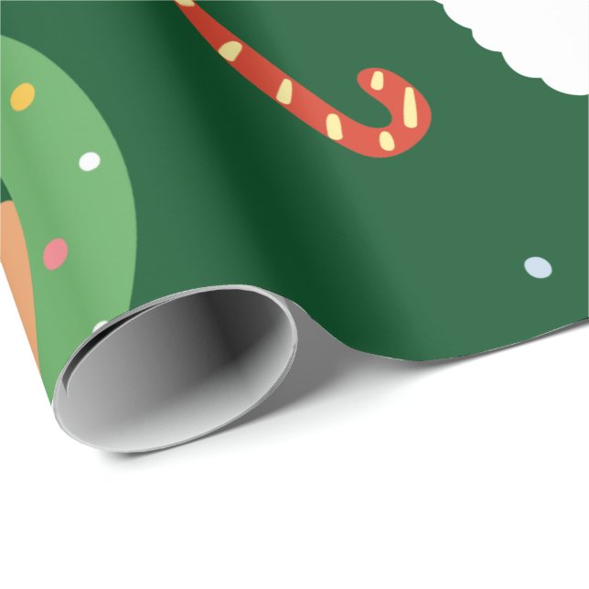 Papier Cadeau Père Noël de Noël avec amis et Sucres de canne (Coin rond)