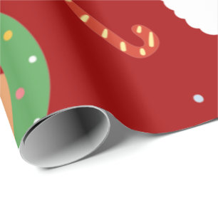 Papier Cadeau Père Noël de Noël avec amis et Sucres de canne