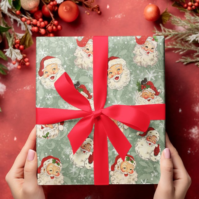 Papier Cadeau Père Noël Découpage de Noël Damas Vintages (Créateur téléchargé)
