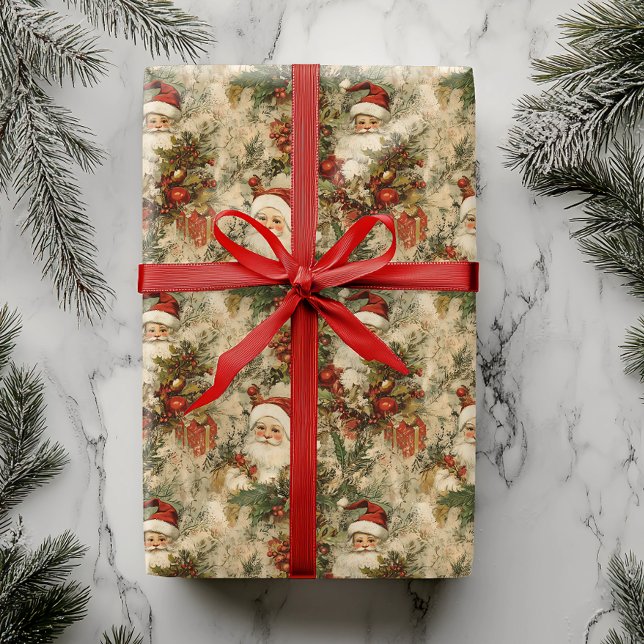 Papier Cadeau Père Noël Découpage de Noël Vintage Victorien (Créateur téléchargé)