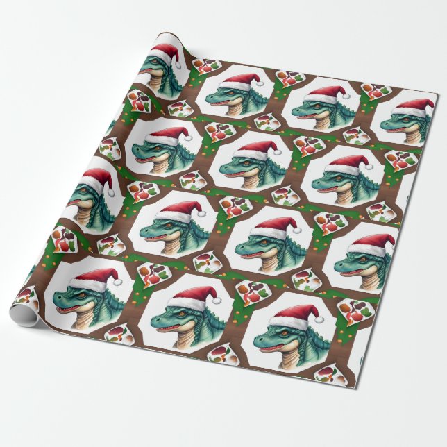 Papier Cadeau Père Noël Dinosaur (Déroulé)