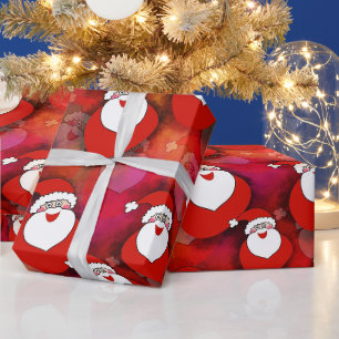 Papier Cadeau Père Noël drôle rouge festif Noël