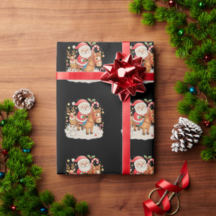 Papier Cadeau Père Noël équitation Cheval mignon Noël Noël Noël 