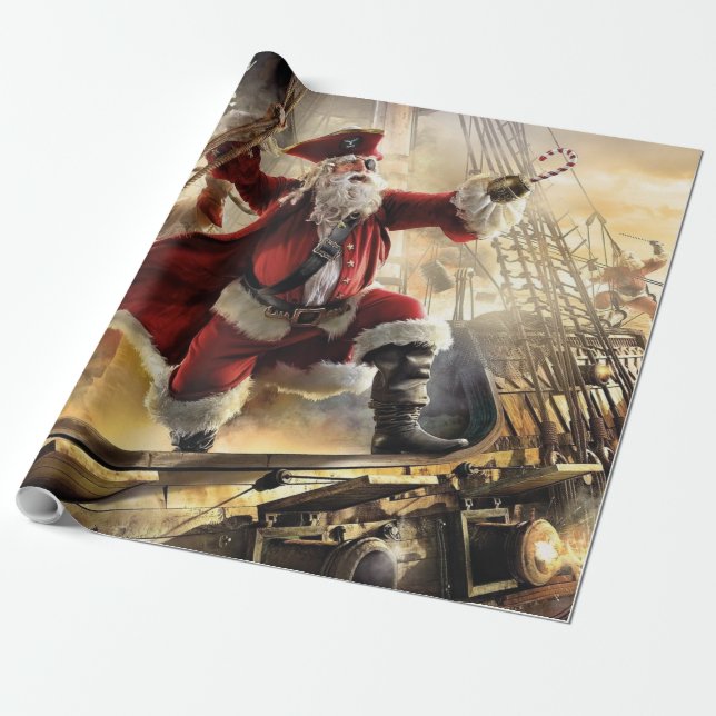 Papier Cadeau Père Noël Est Un Pirate (Déroulé)