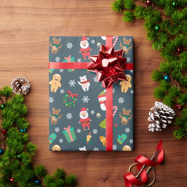Papier Cadeau Père Noël Et Amis Motif Noël (Cadeau de vacances)
