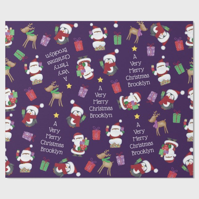 Papier Cadeau Père Noël et amis noirs (Plat)