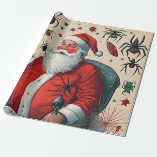 Papier Cadeau Père Noël et araignées