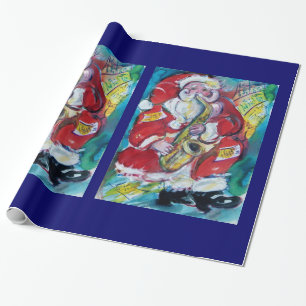 PAPIER CADEAU PÈRE NOËL ET SAX, PARTI NOËL