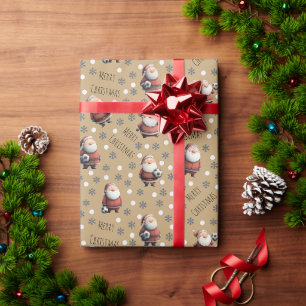 Papier Cadeau Père Noël footballeur sur Brown Ginger Ale