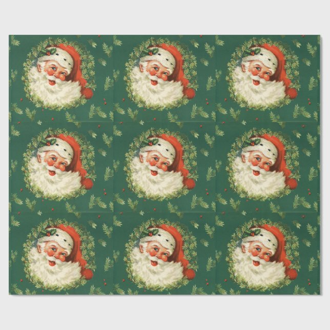Papier Cadeau Père Noël gai vintage (Plat)