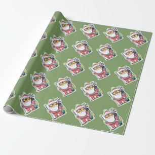 Papier Cadeau Père Noël Golfing Christmas Fun