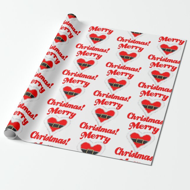 Papier Cadeau Père Noël Heart (Déroulé)