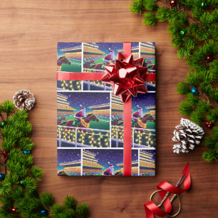 Papier Cadeau Père Noël Jockey de course hippique Noël