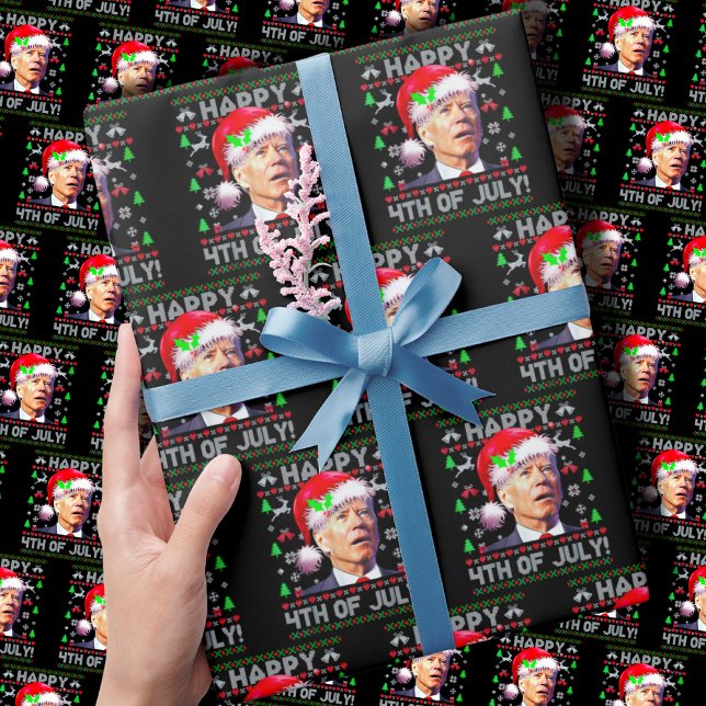 Papier Cadeau Père Noël Joe Biden Joyeux Noël 4 juillet laid (Créateur téléchargé)
