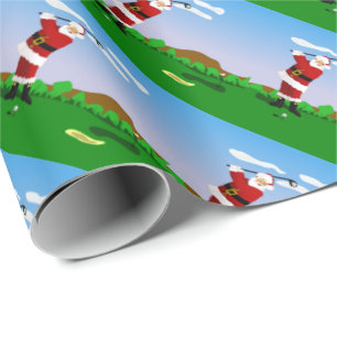 Papier Cadeau Père Noël jouant au golf