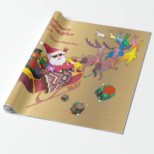 Papier Cadeau Père Noël Noël Joyeux Noël Sleigh Personnaliser