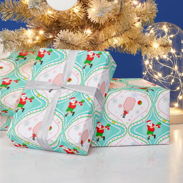 Papier Cadeau Père Noël Noël Pickleball Ogee Motif Wrapper P (Vacances)