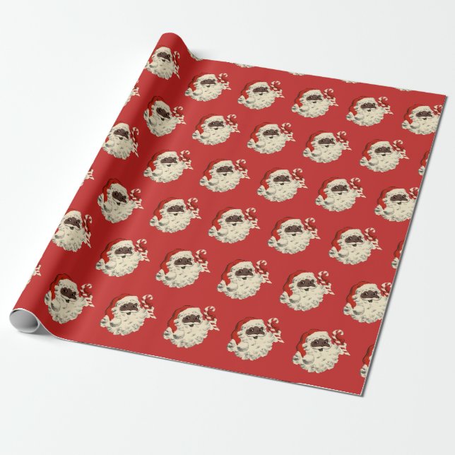 Papier Cadeau Père Noël noir vintage avec du sucre de canne (Déroulé)