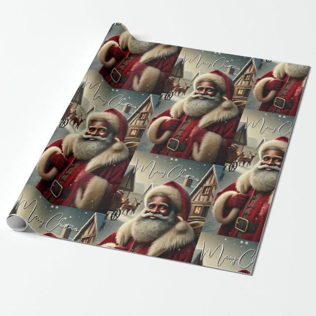 Papier Cadeau Père Noël nostalgique (Déroulé)