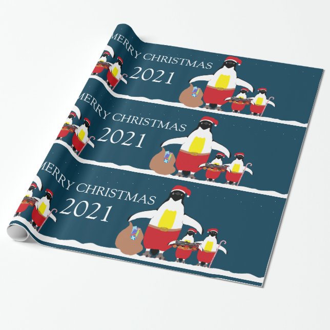 Papier Cadeau Père Noël Petit Aide Enveloppement Papier (Déroulé)