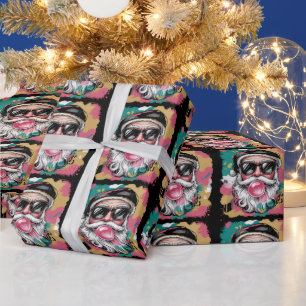 Papier Cadeau Père Noël préparé Coquette Noël Paillettes Rose Fé