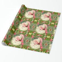 Père Noël rose vintage pour Noël 30" x 15'