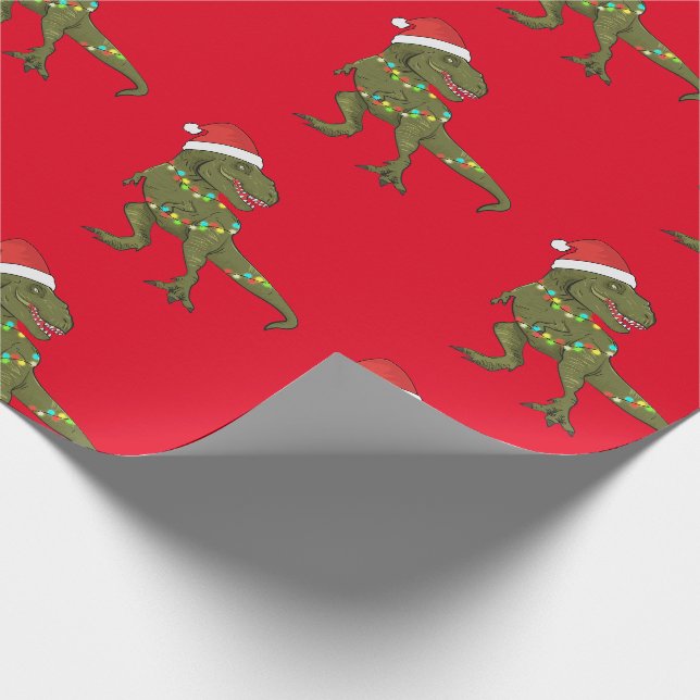 Papier Cadeau Père Noël T-Rex Dinosaur Papier d'enveloppement No (Coin)