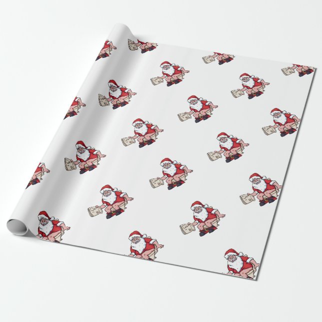 Papier Cadeau Père Noël Utilisation de toilettes (Déroulé)