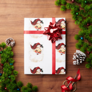 Papier Cadeau Père Noël vintage : Charme de vacances gai