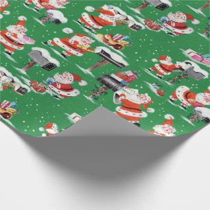 Papier Cadeau Père Noël Vintage des années 1960 avec ses pare