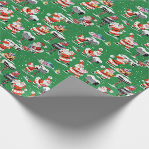 Papier Cadeau Père Noël Vintage des années 1960 avec ses pare