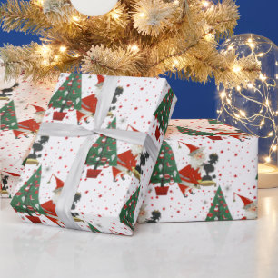 Papier Cadeau Père Noël vintage Du Milieu Du Siècle Avec Poodle