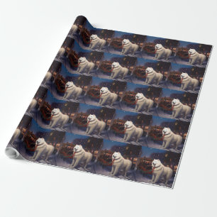 Papier Cadeau Période de fêtes de Noël Samoyède