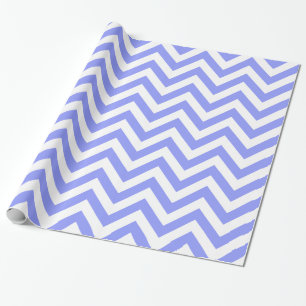 Papier Cadeau Périwinkle Bleu Blanc XL Chevron ZigZag Motif