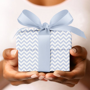 Papier Cadeau Périwinkle et blanc Baby shower à rayures Chevron