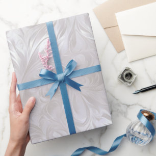 Papier Cadeau Perle Luxueuse Argent Brillant Motif Abstrait Gelé