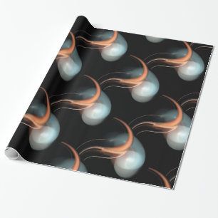 PAPIER CADEAU PERLES ALIENS ROSES BLANCHES