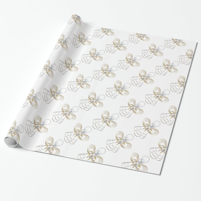 Papier Cadeau Perles et or - L'Ange de Noël métallurgique de la  (Déroulé)