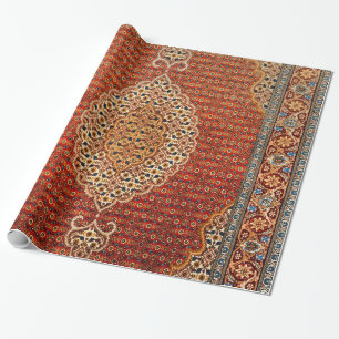 Papier Cadeau Perse Rouge Bleu Orange Jaune