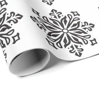 Papier Cadeau PERSO COULEUR : Silhouette de flocon de neige vint